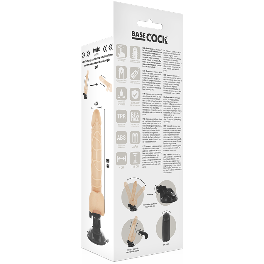BASECOCK Vibrateur Télécommande Naturel Réaliste 18.5 Cm -O- 4Cm — accessoires inclus