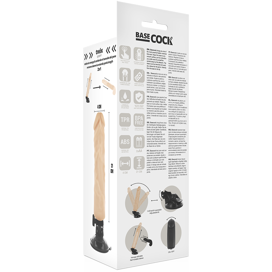 BASECOCK Vibrateur Réaliste Télécommande Naturel 21 Cm -O- 4 Cm — accessoires inclus