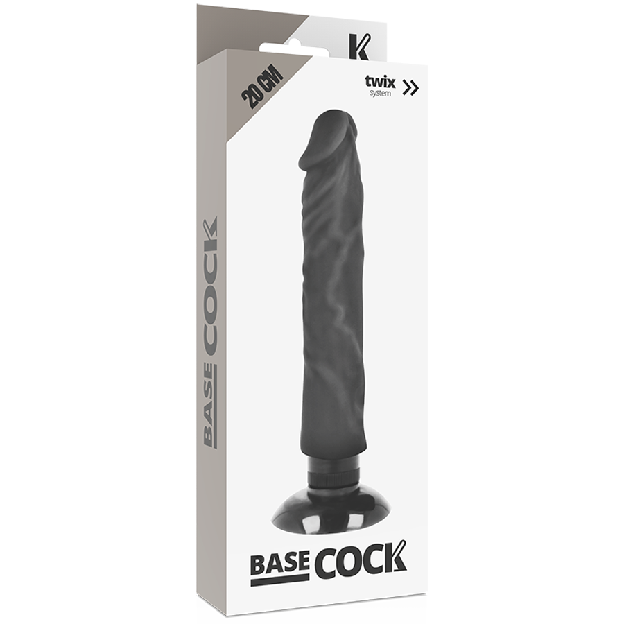 BASECOCK Vibrateur Réaliste 2-1 Noir 20 Cm -O- 4 Cm — accessoires inclus