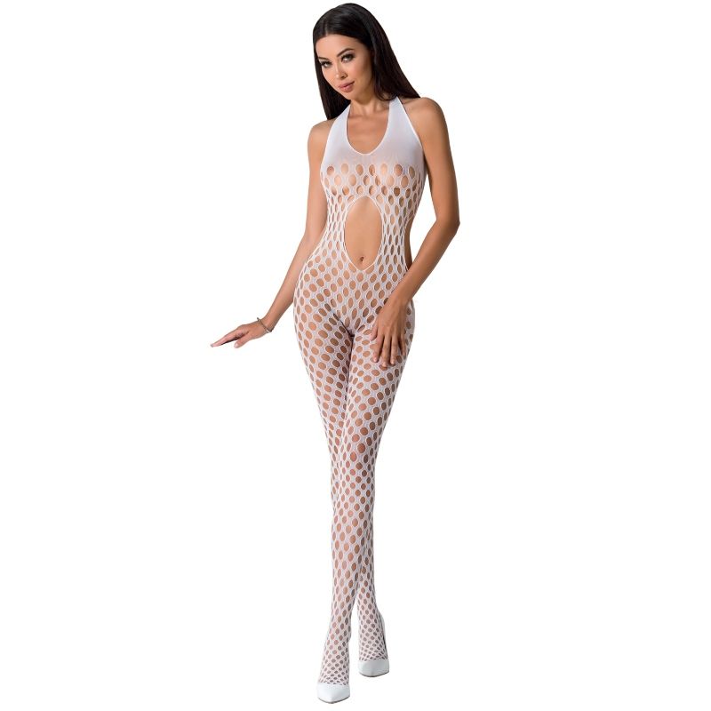 PASSION WOMAN Femme Bs065 Bodystocking Blanc Taille Unique - Aura Intime