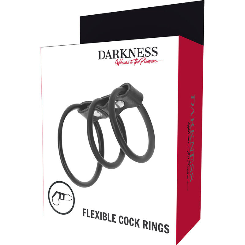 DARKNESS BONDAGE ENSEMBLE 3 ANNEAUX PÉNIS FLEXIBLES — vue arrière