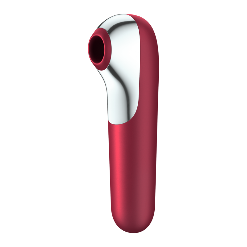 SATISFYER CONNECT Vibrateur Aspiration Dual Love Air Pulsé Rouge — accessoires inclus