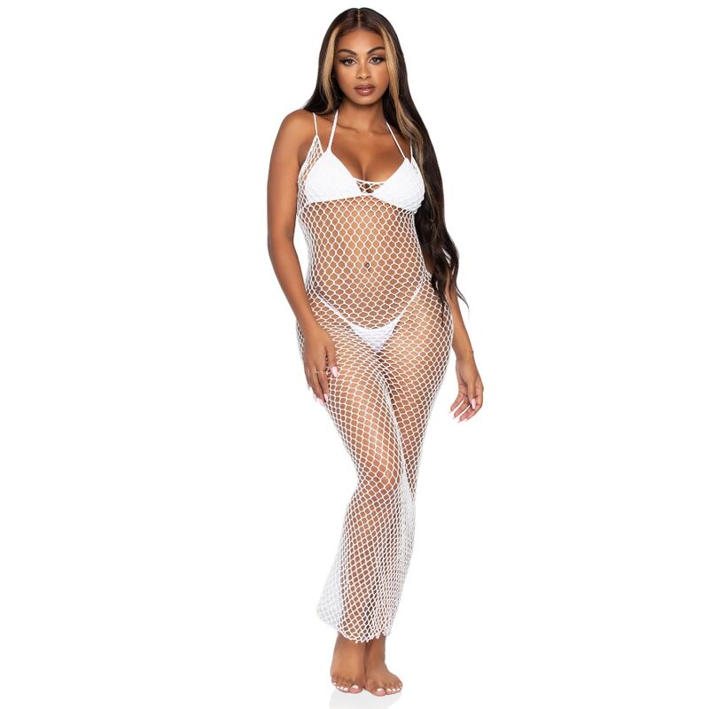LEG AVENUE ACCESSORIES Robe Maxi Filet Torsadé Taille Unique Blanc — vue détaillée
