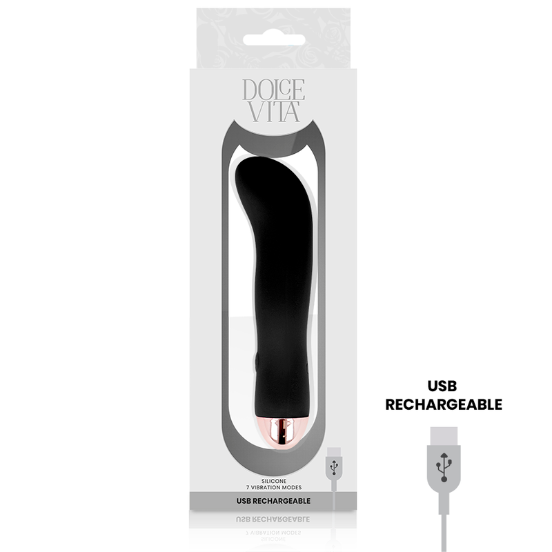 DOLCE VITA Vibrateur Rechargeable Deux Noir 7 Vitesses — vue arrière