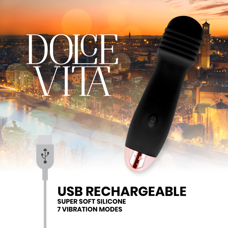 DOLCE VITA Vibrateur Rechargeable Trois Noir 7 Vitesses — vue arrière