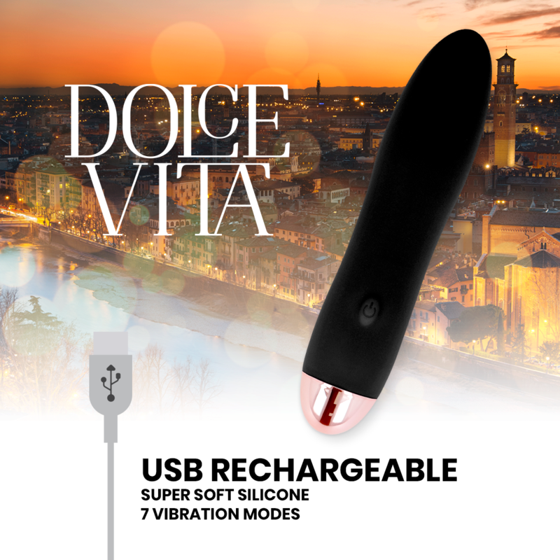DOLCE VITA Vibrateur Rechargeable Quatre Noir 7 Vitesses — vue arrière