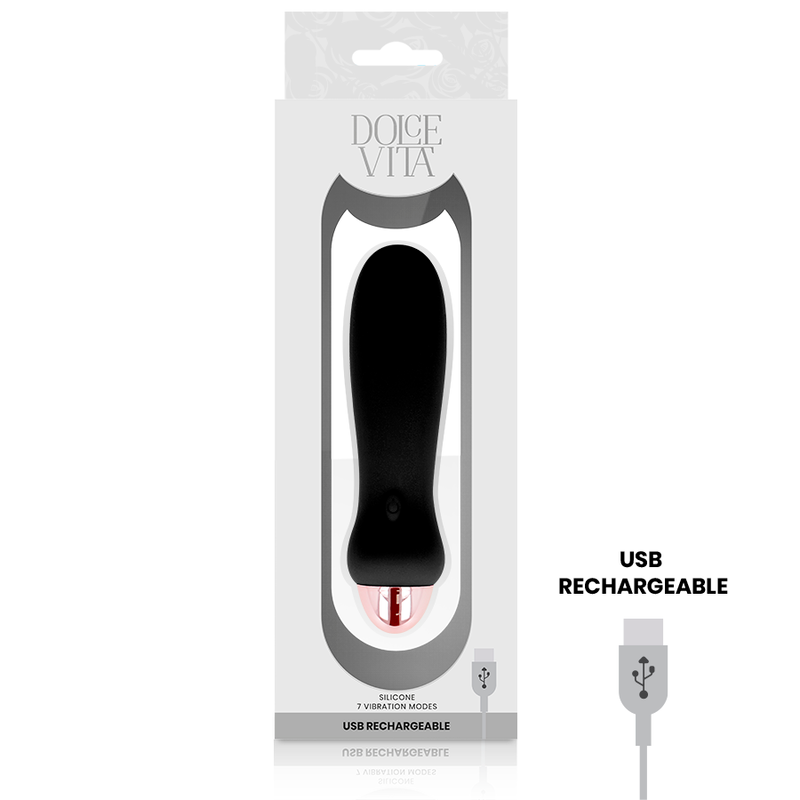 DOLCE VITA Vibrateur Rechargeable Cinq Noir 7 Vitesses — vue alternative