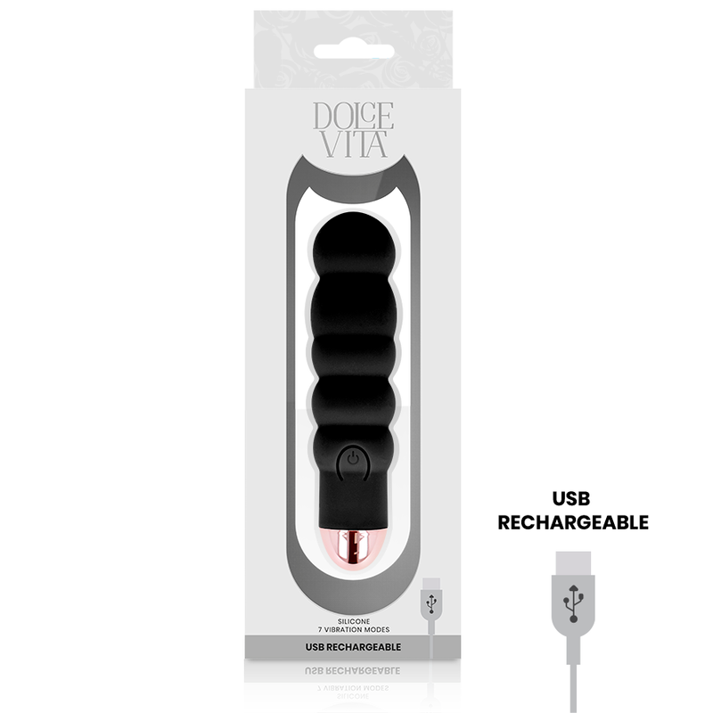 DOLCE VITA Vibrateur Rechargeable Six Noir 7 Vitesses — vue alternative