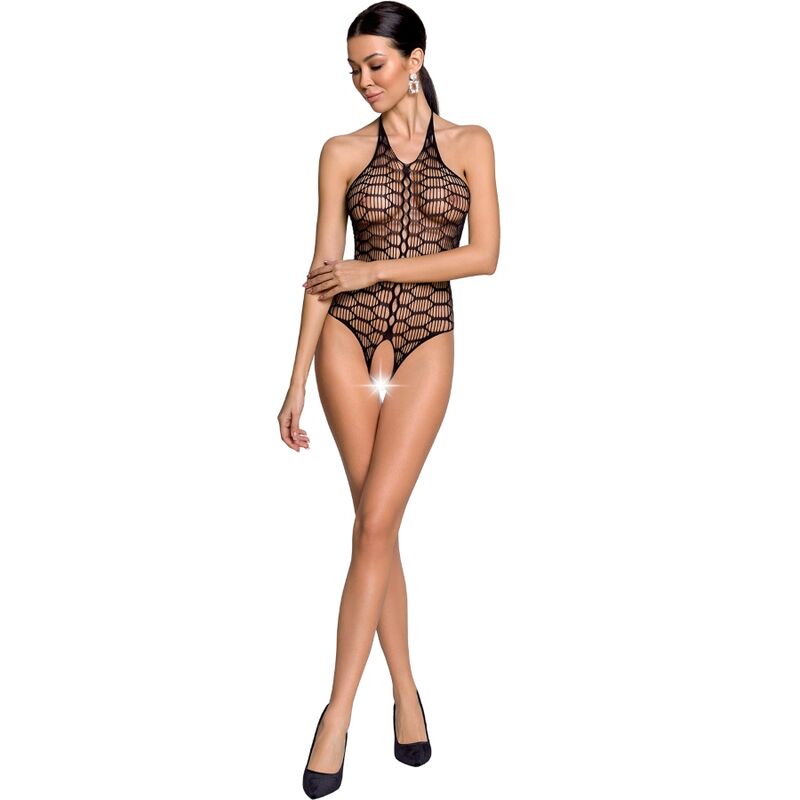 PASSION WOMAN Femme Bs087 Bodystocking Noir Taille Unique - Aura Intime