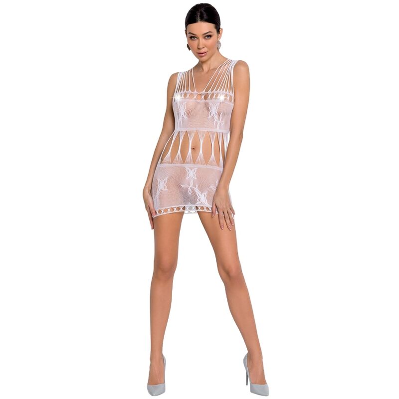 PASSION WOMAN Femme Bs090 Bodystocking Blanc Taille Unique - Aura Intime