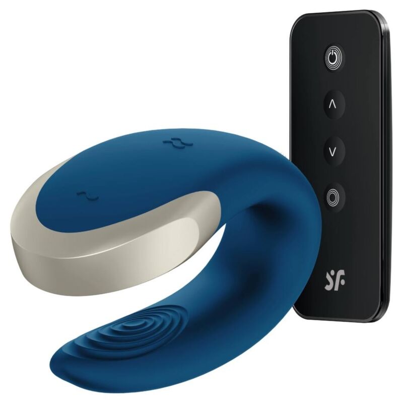 SATISFYER PARTNER Vibrateur Double Love Luxury Partner Bleu - Aura Intime
