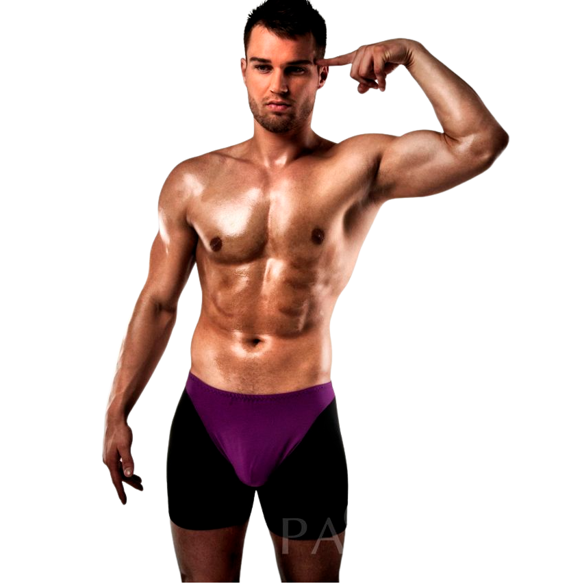 PASSION MEN BOXER 009 LINGERIE EROTIQUE LILAS/NOIR S/M - Aura Intime