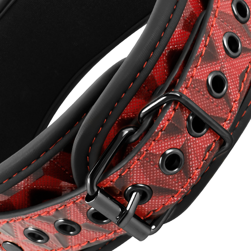 BEGME RED EDITION Collier Cuir Végan Premium Édition Rouge Doublure Néoprène — vue arrière