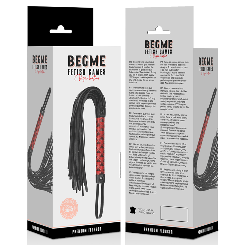 BEGME RED EDITION Flogger Cuir Végan Édition Rouge — accessoires inclus