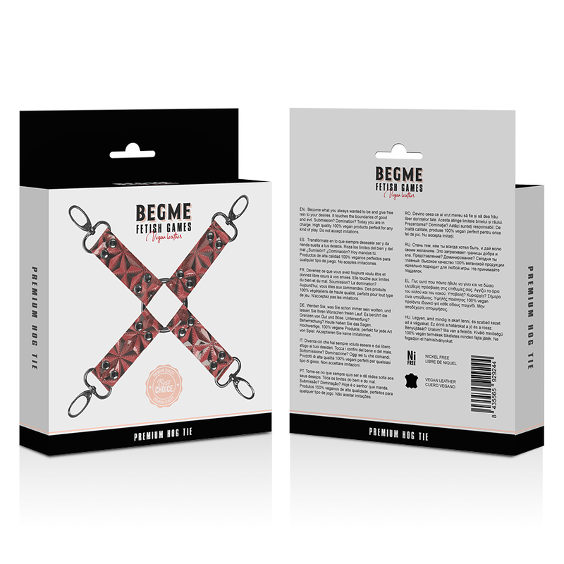 BEGME RED EDITION Cravate Porc Cuir Végan Premium Édition Rouge — accessoires inclus