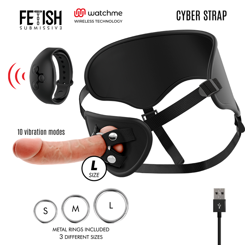 FETISH SUBMISSIVE CYBER STRAP HARNAIS TÉLÉCOMMANDE DILDO WATCHME L TECHNOLOGIE - Aura Intime