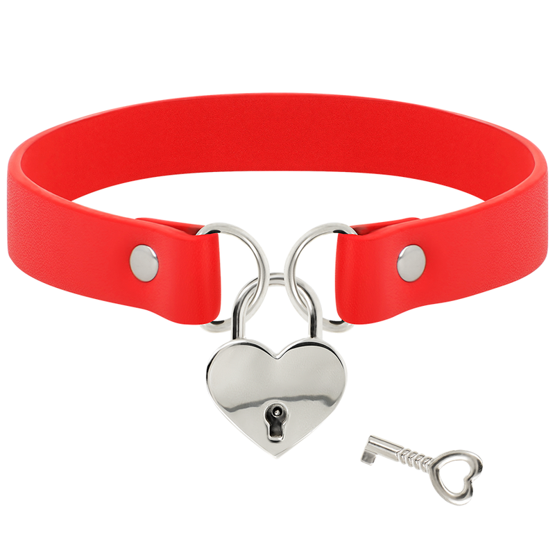 COQUETTE ACCESSORIES Collier Cuir Vegan Rouge Accessoire Coeur Cl? — vue alternative