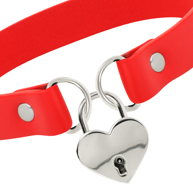 COQUETTE ACCESSORIES Collier Cuir Vegan Rouge Accessoire Coeur Cl? — vue arrière