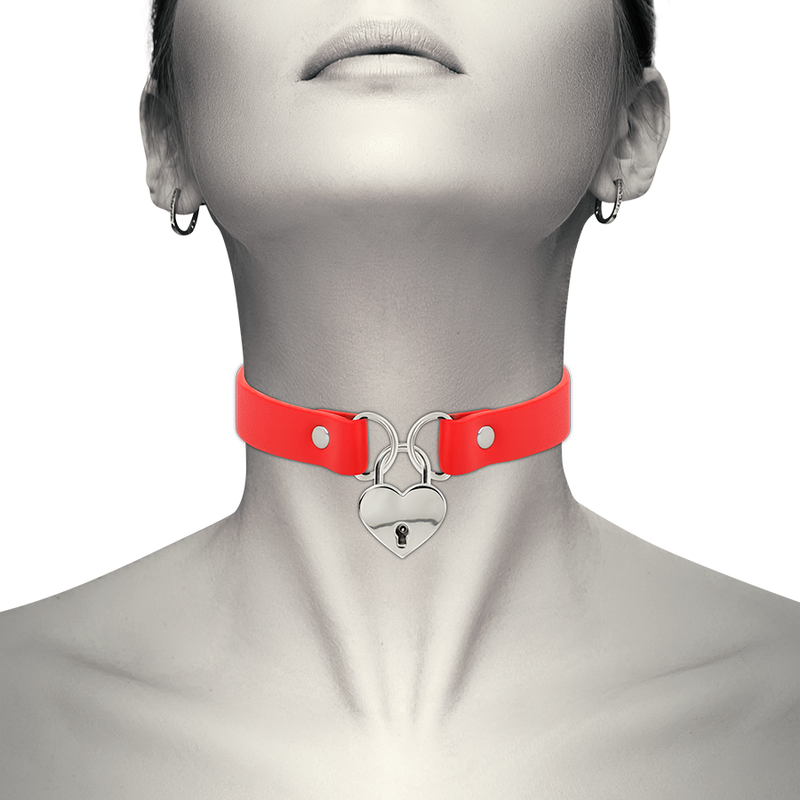 COQUETTE ACCESSORIES Collier Cuir Vegan Rouge Accessoire Coeur Cl? — vue détaillée