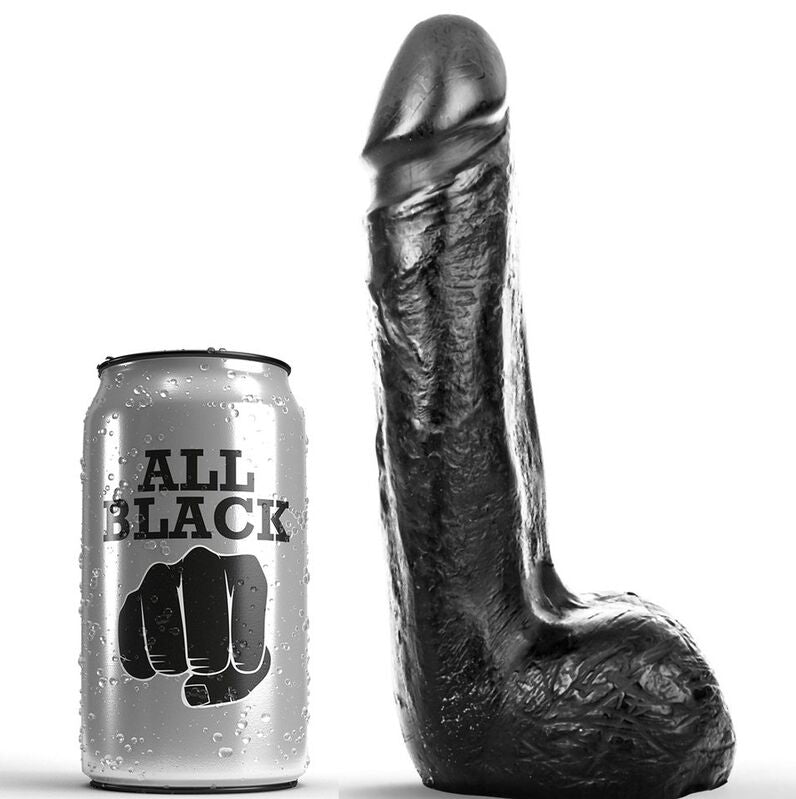 ALL BLACK - Gode Réaliste Noir Doux 20 Cm