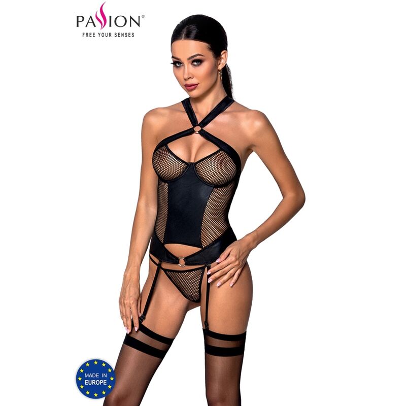 PASSION WOMAN Amanda Corset Cuir Écologique L/Xl - Aura Intime