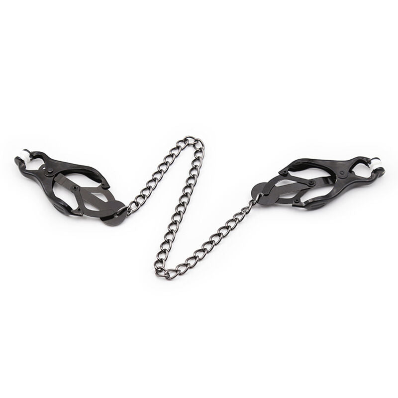 OHMAMA FETISH Pinces À Tétons Japonais Chaîne Noire — accessoires inclus