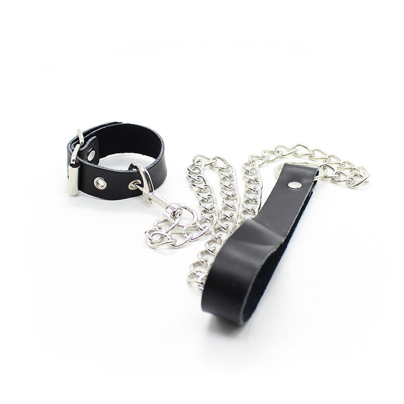 OHMAMA FETISH Collier Pénis Bracelet Cuir Chaîne Métallique — vue détaillée