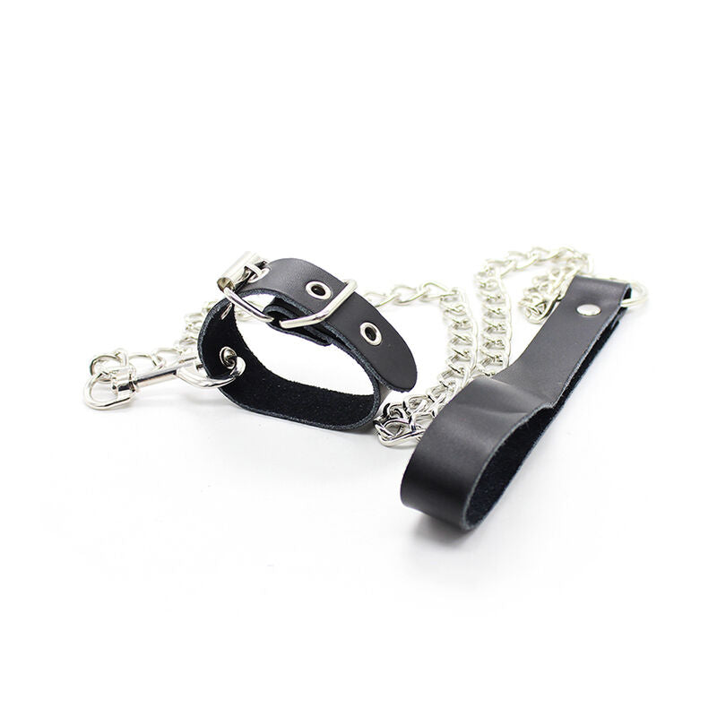 OHMAMA FETISH Collier Pénis Bracelet Cuir Chaîne Métallique — vue alternative