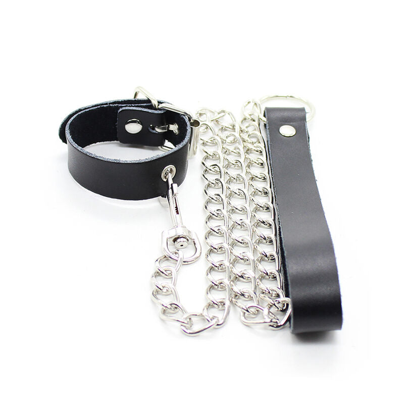 OHMAMA FETISH Collier Pénis Bracelet Cuir Chaîne Métallique — vue arrière