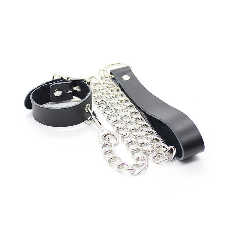 OHMAMA FETISH Collier Pénis Bracelet Cuir Chaîne Métallique — accessoires inclus