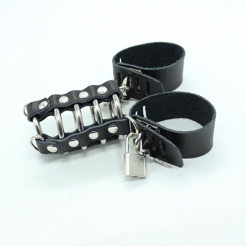 OHMAMA FETISH Cage Pénis Anneaux Métalliques Sangle Cuir — vue alternative