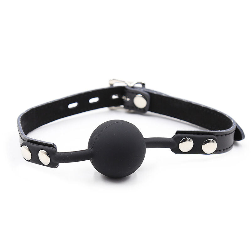 OHMAMA FETISH Bâillon Balle Silicone Ceinture Cuir (Cadenas Inclus) — vue détaillée