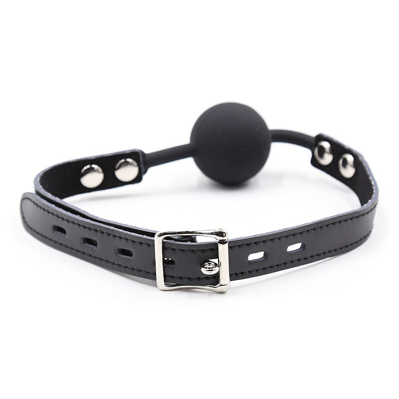 OHMAMA FETISH Bâillon Balle Silicone Ceinture Cuir (Cadenas Inclus) — vue arrière
