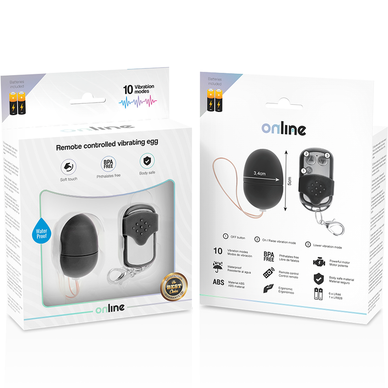 ONLINE OEUF VIBRANT TÉLÉCOMMANDE S NOIR — accessoires inclus