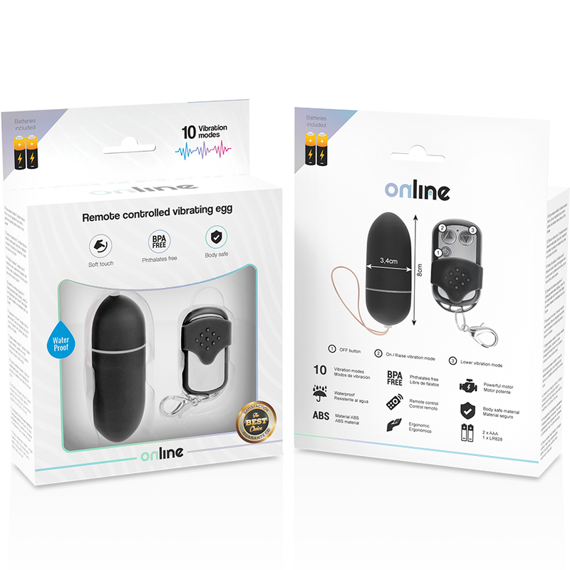 ONLINE OEUF VIBRANT TÉLÉCOMMANDE L NOIR — accessoires inclus