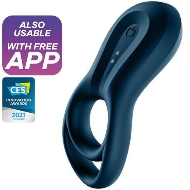 SATISFYER CONNECT APPLICATION EPIC DUO RING VIBRATOR BLEU - Aura Intime