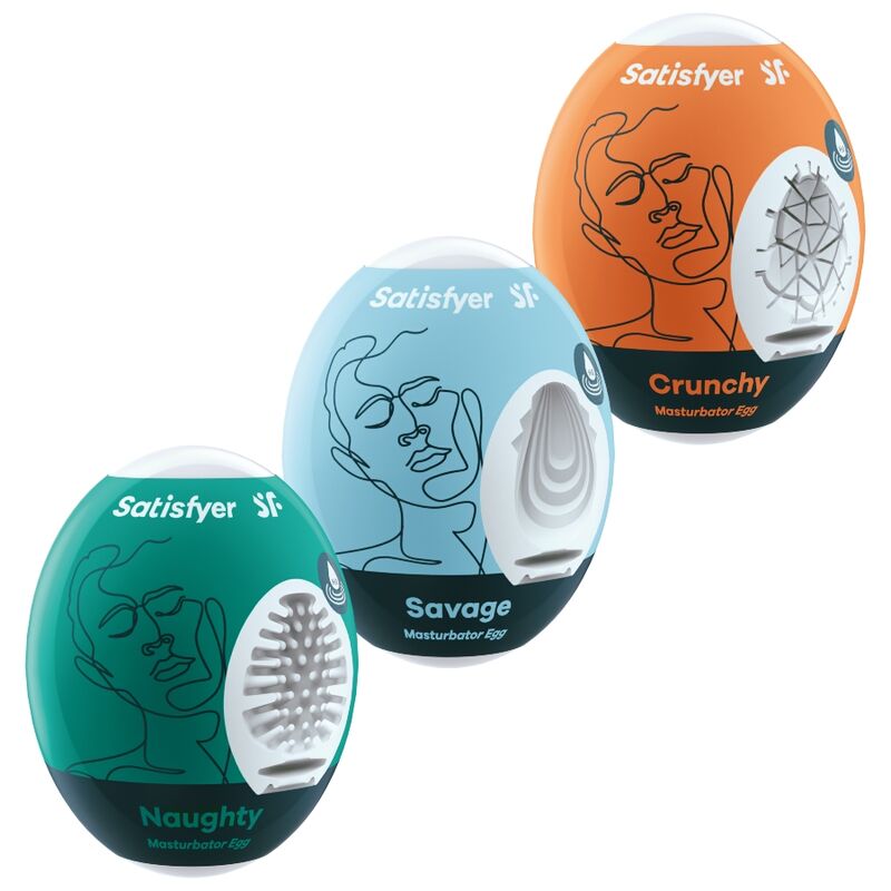 SATISFYER EGGS 3 OEUFS MASTURBATEURS NAUGHTY, SAVAGE & CRUNCHY - Aura Intime