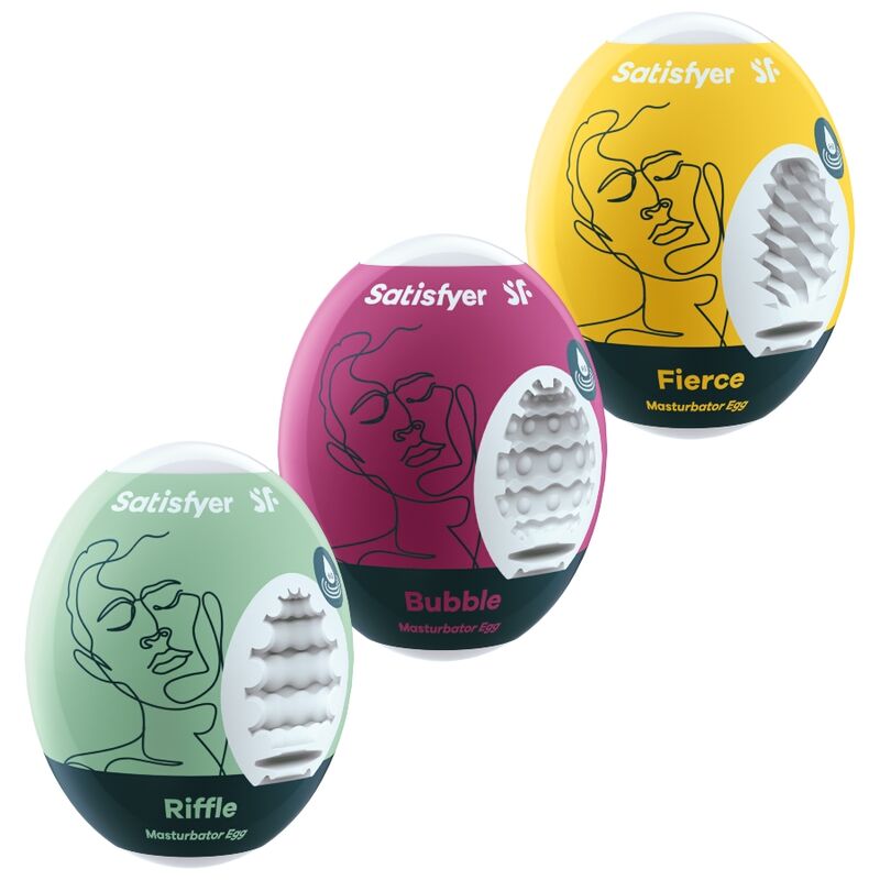 SATISFYER EGGS 3 OEUFS MASTURBATEURS RIFFLE, BUBBLE & FIERCE - Aura Intime