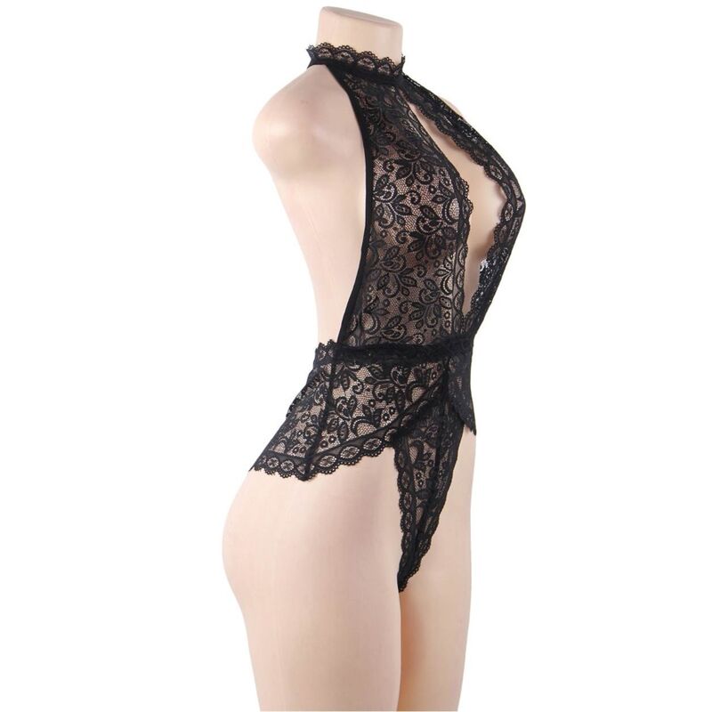 SUBBLIME BODIES TEDDY DENTELLE BONNET OUVERT L/XL — accessoires inclus