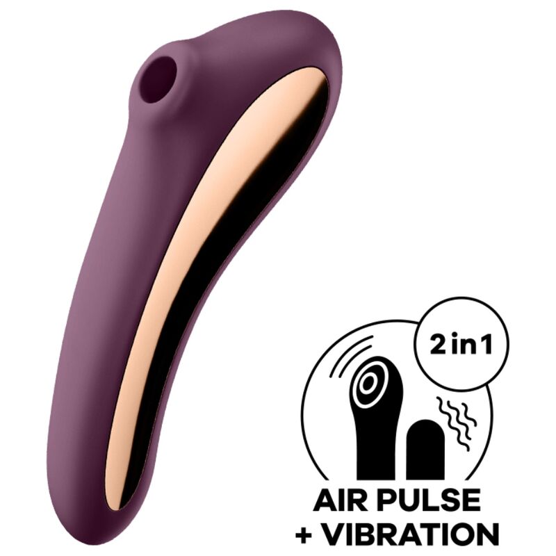 SATISFYER AIR PULSE Vibrateur Dual Kiss Air Pulse Vin Rouge — vue détaillée