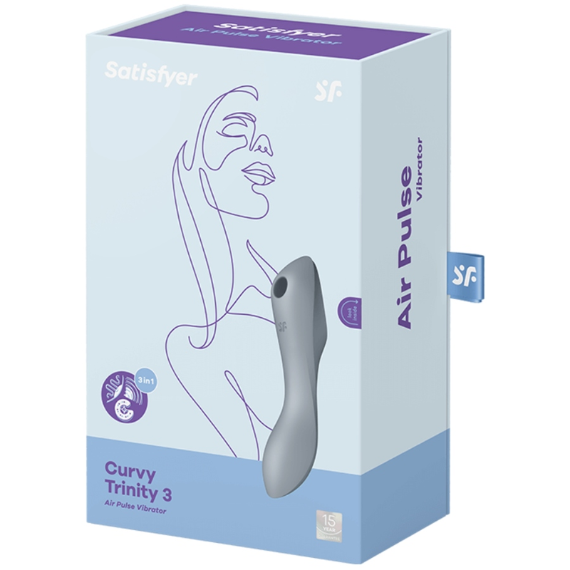 SATISFYER AIR PULSE Stimulateur Vibrateur Curvy Trinity 3 Gris — vue alternative