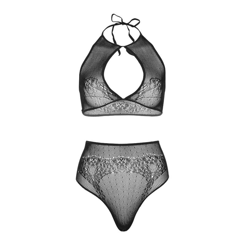 LEG AVENUE SETS Ensemble Deux Pièces Halter Crop Top & Thong Culotte Tail... — accessoires inclus