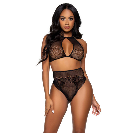 LEG AVENUE SETS Ensemble Deux Pièces Halter Crop Top & Thong Culotte Tail... - Aura Intime