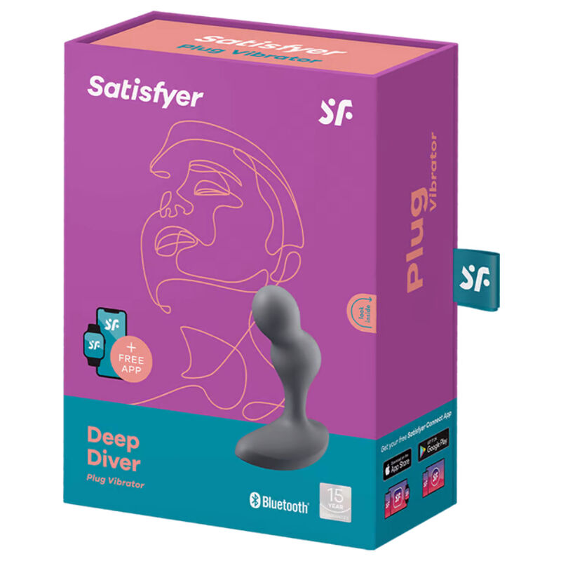 SATISFYER CONNECT APPLICATION PLUG VIBRANT DEEP DIVER GRIS — vue arrière
