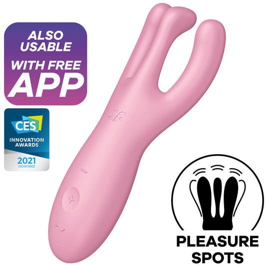 SATISFYER CONNECT Application Vibrateur Threesome 4 Rose - Aura Intime