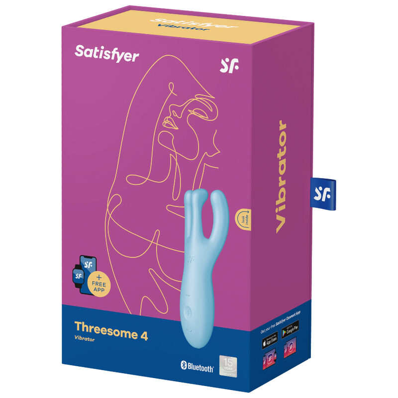 SATISFYER CONNECT Application Vibrateur Threesome 4 Bleu — vue arrière