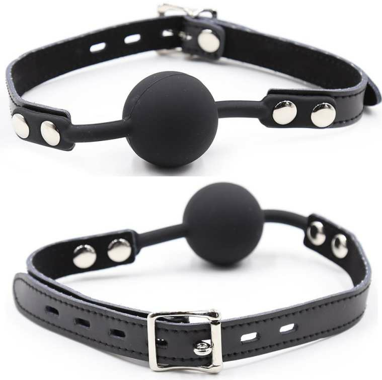 OHMAMA FETISH Bâillon Balle Silicone Ceinture Cuir (Cadenas Inclus) - Aura Intime