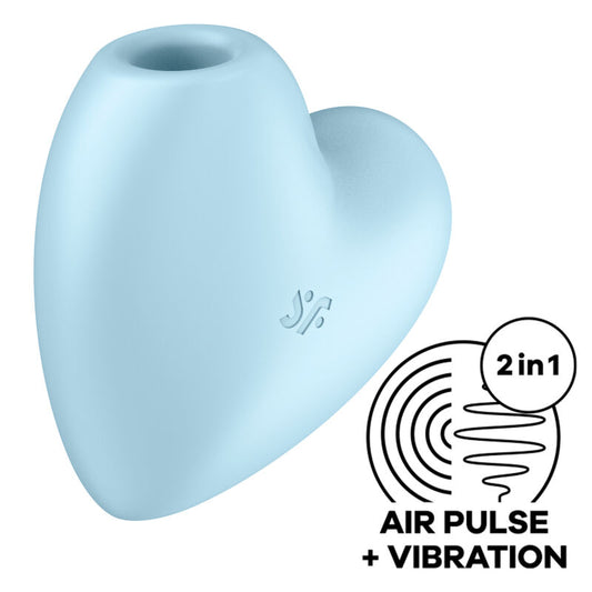 SATISFYER AIR PULSE Cutie Heart Stimulateur Vibrateur Pulse D'Air Bleu - Aura Intime