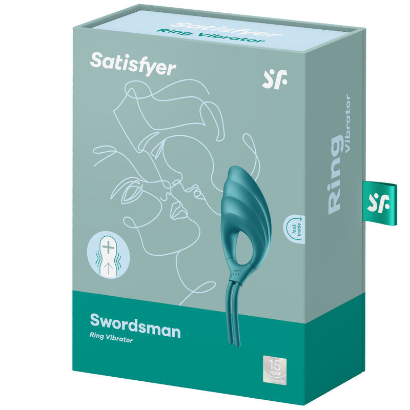 SATISFYER RING VIBRATEUR ANNEAU SWORDSMAN VERT — vue arrière
