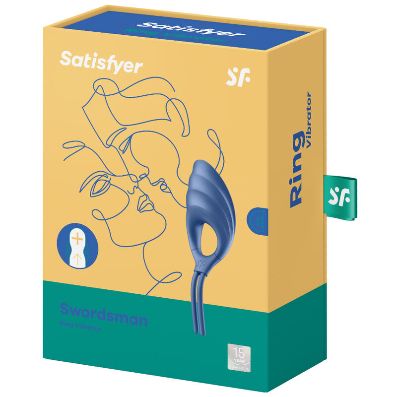 SATISFYER RING VIBRATEUR ANNEAU SWORDSMAN BLEU — vue arrière